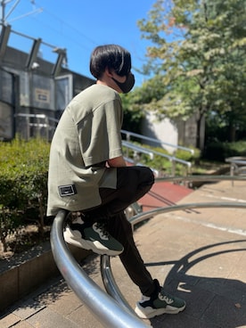 「WHITELAND（ホワイトランド）のWHITELAND/ホワイトランド/タグTシャツ/TAG TEE（Tシャツ/カットソー）」を使った、ハヤカワカイさん（メンズ・173cm）の夏コーディネート