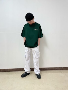 「WHITELAND（ホワイトランド）のアイテム（Tシャツ/カットソー）」を使った、ハヤカワカイさん（メンズ・173cm）の夏コーディネート