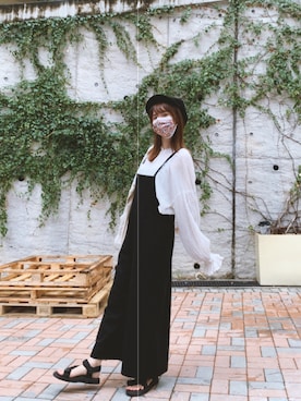 「レトロ」｜「アイテム（オールインワン・サロペット）」を使った、セリアさん（レディース・163cm）の秋コーディネート
