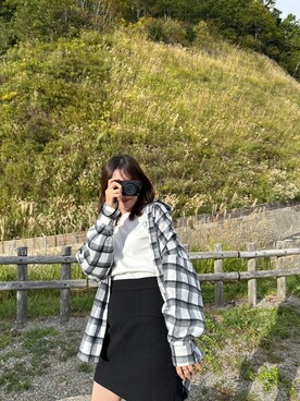 「BASEMENT online（ベースメントオンライン）のアイテム（その他パンツ、ブラック系）」を使った、mmmさん（レディース・155cm）の秋コーディネート