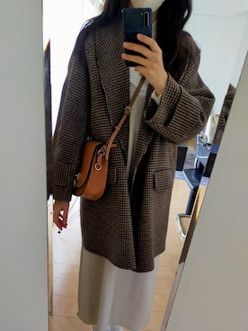 「Mila Owen（ミラオーウェン）のアイテム（ジャケット/アウター、ブラウン系）」を使った、yuseさん（レディース・168cm）の冬コーディネート