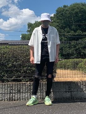 「MSGM（エムエスジーエム）のアイテム（Tシャツ/カットソー）」を使った、禾乃(わの)さん（メンズ・168cm）の夏コーディネート
