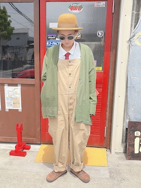 「CA4LA（カシラ）のアイテム（帽子）」を使った、ぽん。さん（レディース・158cm）の春コーディネート