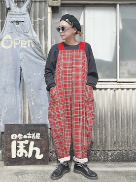 「アイテム（サロペット/オーバーオール）」を使った、ぽん。さん（レディース・158cm）の秋コーディネート