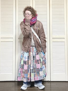 「アイテム（MA-1）」を使った、ぽん。さん（レディース・158cm）の冬コーディネート