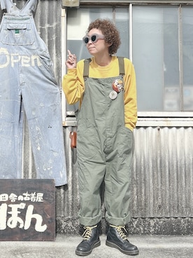 「アイテム（サロペット/オーバーオール）」を使った、ぽん。さん（レディース・158cm）の秋コーディネート