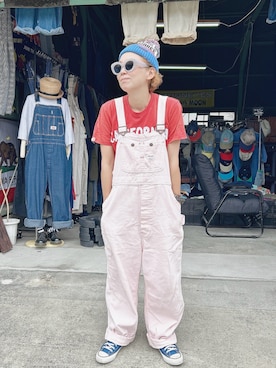 「Gramicci（グラミチ）のアイテム（ニットキャップ/ビーニー）」を使った、ぽん。さん（レディース・158cm）の夏コーディネート