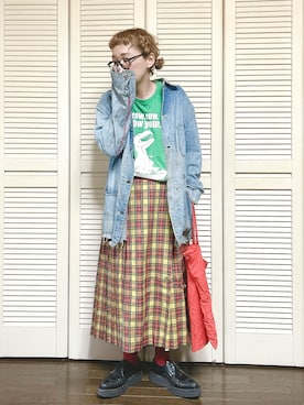 「アイテム（カバーオール）」を使った、ぽん。さん（レディース・158cm）の秋コーディネート