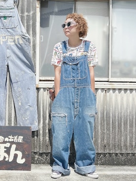 「アイテム（サロペット/オーバーオール）」を使った、ぽん。さん（レディース・158cm・40代）の秋コーディネート