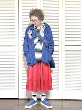 「アイテム（カバーオール）」を使った、ぽん。さん（レディース・158cm）の秋コーディネート