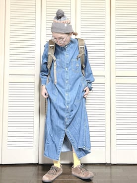 「アイテム（シャツワンピース）」を使った、ぽん。さん（レディース・158cm）の秋コーディネート