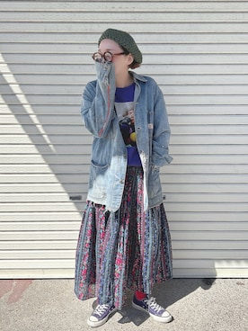 「Handmade（ハンドメイド）のアイテム（帽子）」を使った、ぽん。さん（レディース・158cm）の春コーディネート