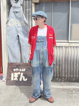 「wear_sun_beamのアイテム（ハンチング/ベレー帽、ブルー系）」を使った、ぽん。さん（レディース・158cm）の夏コーディネート