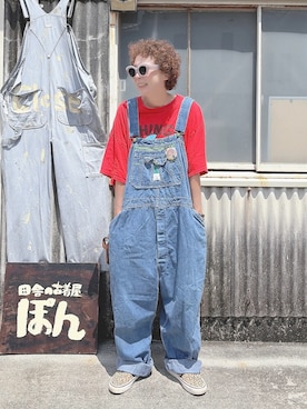 「アイテム（オールインワン・サロペット）」を使った、ぽん。さん（レディース・158cm）の夏コーディネート
