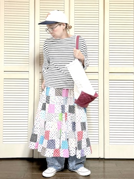 「アイテム（スカート）」を使った、ぽん。さん（レディース・158cm・40代）の秋コーディネート