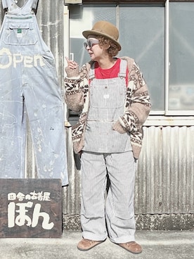 「アイテム（サロペット/オーバーオール）」を使った、ぽん。さん（レディース・158cm）の冬コーディネート