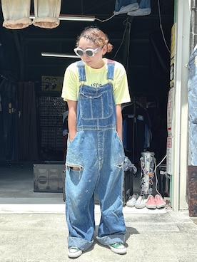 「古着のアイテム（Tシャツ/カットソー）」を使った、ぽん。さん（レディース・158cm・40代）の夏コーディネート