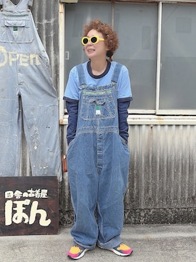 「オーバーオール」｜ぽん。さん（レディース・158cm）の春コーディネート