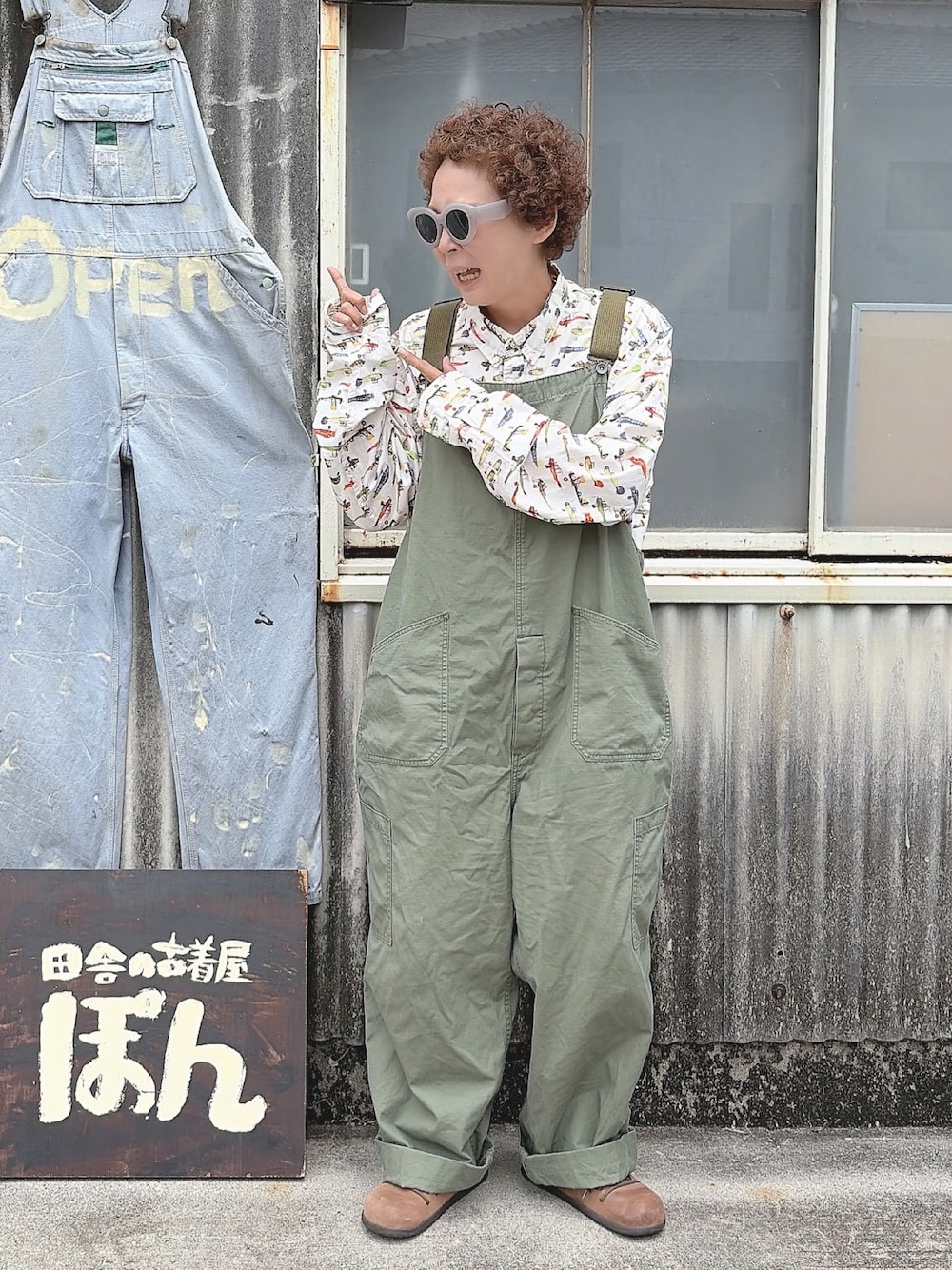 オリーブグリーン オーバーオール ビンテージ vintage 古着 軍物