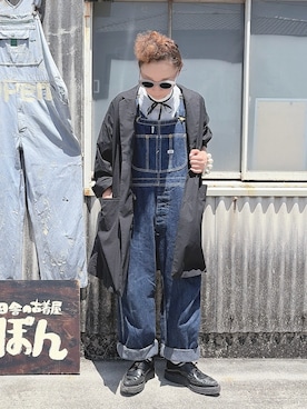 「Lee（リー）のLee/リー 【DUNGAREES】 OVERALL/オーバーオール（サロペット/オーバーオール、ブルー系）」を使った、ぽん。さん（レディース・158cm）の春コーディネート