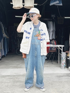 「アイテム（オールインワン・サロペット）」を使った、ぽん。さん（レディース・158cm）の秋コーディネート