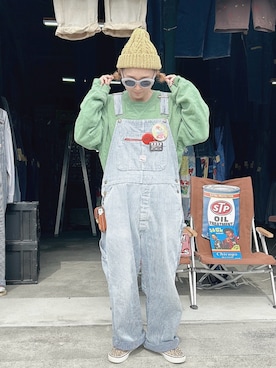 「アイテム（サロペット/オーバーオール）」を使った、ぽん。さん（レディース・158cm）の秋コーディネート