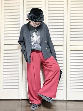 「アイテム（テーラードジャケット、ブラック系）」を使った、ぽん。さん（レディース・158cm）の秋コーディネート