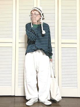 「アイテム（ニットキャップ/ビーニー）」を使った、ぽん。さん（レディース・158cm・40代）の秋コーディネート