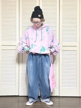「アイテム（ニットキャップ/ビーニー）」を使った、ぽん。さん（レディース・158cm・40代）の冬コーディネート