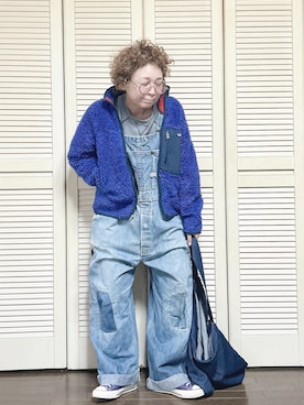 「アイテム（オールインワン・サロペット）」を使った、ぽん。さん（レディース・158cm・40代）の冬コーディネート