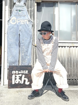 「アイテム（サロペット/オーバーオール）」を使った、ぽん。さん（レディース・158cm）の秋コーディネート