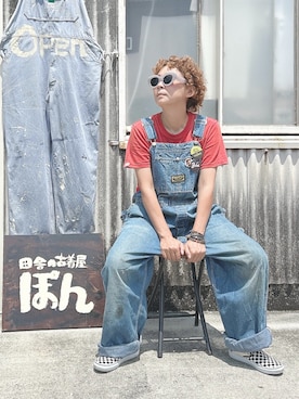 「アイテム（オールインワン・サロペット）」を使った、ぽん。さん（レディース・158cm）の夏コーディネート