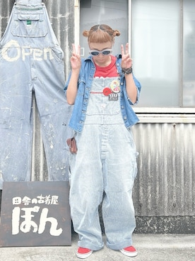 「アイテム（オールインワン・サロペット）」を使った、ぽん。さん（レディース・158cm）の秋コーディネート