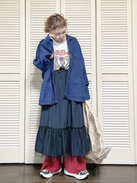 「アイテム（カバーオール）」を使った、ぽん。さん（レディース・158cm）の秋コーディネート