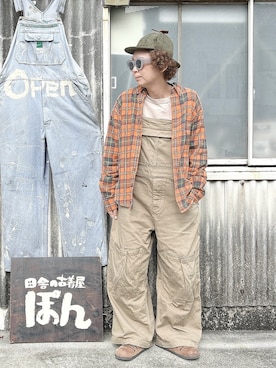 「アイテム（サロペット/オーバーオール）」を使った、ぽん。さん（レディース・158cm）の秋コーディネート