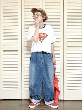 「アイテム（キャップ）」を使った、ぽん。さん（レディース・158cm）の夏コーディネート