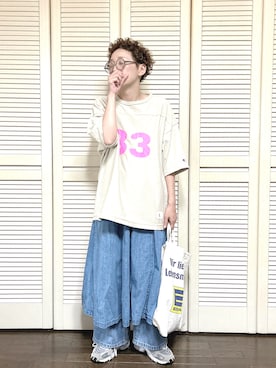 「古着女子」｜ぽん。さん（レディース・158cm）の夏コーディネート