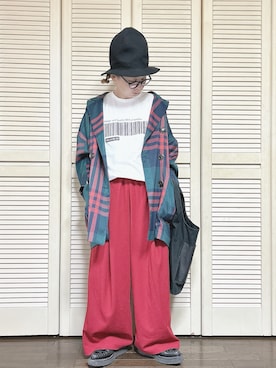 「アイテム（エコバッグ/サブバッグ）」を使った、ぽん。さん（レディース・158cm）の秋コーディネート