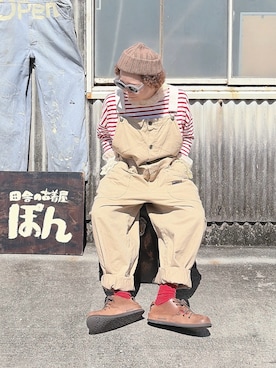 「UNIQLO（ユニクロ）のアイテム（ニットキャップ/ビーニー、ブラウン系）」を使った、ぽん。さん（レディース・158cm）の秋コーディネート