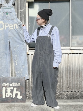 「アイテム（オールインワン・サロペット）」を使った、ぽん。さん（レディース・158cm）の冬コーディネート