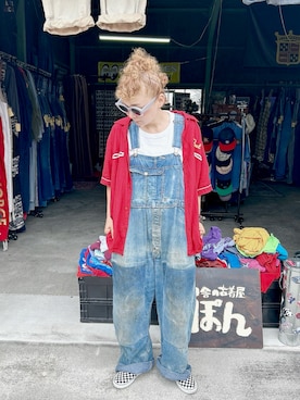 「アイテム（オールインワン・サロペット）」を使った、ぽん。さん（レディース・158cm）の夏コーディネート