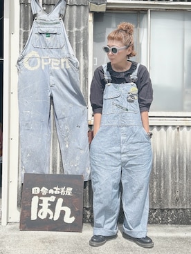 「アイテム（サロペット/オーバーオール）」を使った、ぽん。さん（レディース・158cm）の秋コーディネート