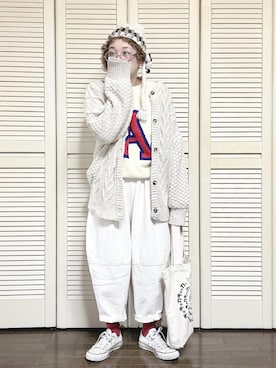 「アイテム（トートバッグ）」を使った、ぽん。さん（レディース・158cm・40代）の冬コーディネート