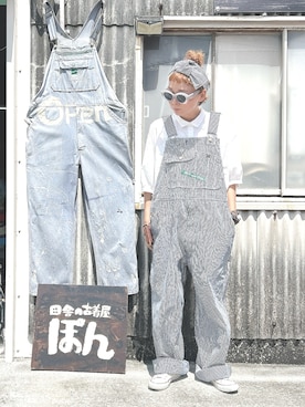 「アイテム（オールインワン・サロペット）」を使った、ぽん。さん（レディース・158cm）の夏コーディネート
