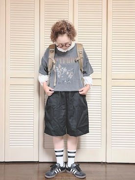 「アイテム（バックパック/リュック）」を使った、ぽん。さん（レディース・158cm）の秋コーディネート