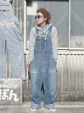 「アイテム（サロペット/オーバーオール）」を使った、ぽん。さん（レディース・158cm）の冬コーディネート