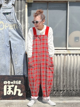 「CONVERSE（コンバース）のコンバース CONVERSE CANVAS ALL STAR OX（スニーカー、ホワイト系）」を使った、ぽん。さん（レディース・158cm）の春コーディネート