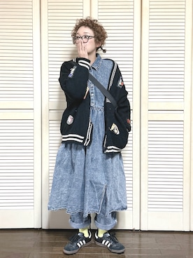 「アイテム（デニムパンツ）」を使った、ぽん。さん（レディース・158cm）の秋コーディネート