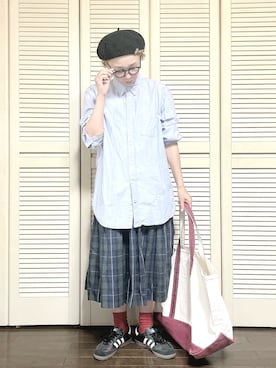 「アイテム（ハンチング/ベレー帽）」を使った、ぽん。さん（レディース・158cm・40代）の夏コーディネート