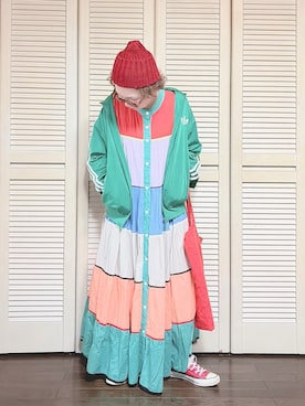 「アイテム（ジャージ）」を使った、ぽん。さん（レディース・158cm）の秋コーディネート